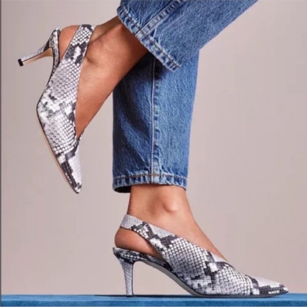 M. Gemi The Atto Slingback Snakeskin Leather Pumps Made in Italy - Size EU 37